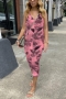 stylish plus size slight stretch tie dye 3 colors sling crop jumpsuit_Pink
