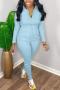 stylish plus size slight stretch 5 colors solid color zip-up cargo jumpsuit_Black_White_Red_Sky Blue