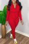 stylish plus size slight stretch 5 colors solid color zip-up cargo jumpsuit_Black_White_Red