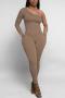 sexy plus size slight stretch 5 colors one shoulder skinny jumpsuit_Black_White_Gray_Green_Khaki