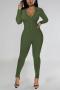 sexy plus size high stretch 4 colors long sleeve skinny jumpsuit_Black_Rose Red_Dark Green