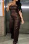 xs-xl sexy slight stretch pure color tube design jumpsuit(new added colors)_Black_Gray_Brown
