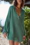 sexy slight stretch 4 colors solid color lapel button playsuit_Yellow_Green