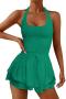 sexy new plus size stretch 10 colors halter-neck unpadded playsuit_Black_Pink_Light Pink_Magenta_Orange_Green