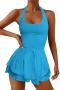 sexy new plus size stretch 10 colors halter-neck unpadded playsuit_Black_Pink_Light Pink_Magenta_Orange_Green_Sky Blue