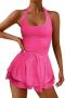 sexy new plus size stretch 10 colors halter-neck unpadded playsuit_Black_Pink