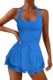 sexy new plus size stretch 10 colors halter-neck unpadded playsuit_Black_Pink_Light Pink_Magenta_Orange_Green_Sky Blue_Blue