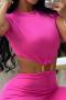 sexy plus size slight stretch solid color hollow backless jumpsuit_Magenta