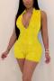 sexy plus size slight stretch rhinestone decor halter-neck playsuit_Black_Red_Rose Red_Yellow