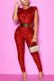 sexy plus size slight stretch sequin decor 5 colors sleeveless jumpsuit(no belt)_Black_Red