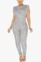 sexy plus size slight stretch sequin decor 5 colors sleeveless jumpsuit(no belt)_Black_Red_Green_Khaki _Silver