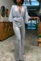 sexy plus size slight stretch 5 colors deep v-neck jumpsuit_Black_Red_Blue_Beige_Silver