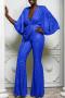sexy plus size slight stretch 5 colors deep v-neck jumpsuit_Black_Red_Blue