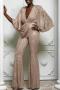 sexy plus size slight stretch 5 colors deep v-neck jumpsuit_Black_Red_Blue_Beige