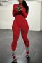 sexy slight stretch 8 colors solid color crew neck hole decor jumpsuit_Black_White_Gray_Pink_Red