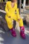 plus size high stretch zip-up pure color slim tight casual jumpsuit_Black_White_Yellow