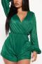 sexy plus size slight stretch 4 colors v-neck playsuit_Black_Pink_Magenta_Green