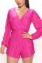 sexy plus size slight stretch 4 colors v-neck playsuit_Black_Pink_Magenta