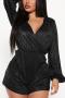 sexy plus size slight stretch 4 colors v-neck playsuit_Black