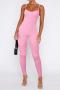 plus size sexy 9 color solid color high stretch ribbed knit slim jumpsuit_Black_White_Pink