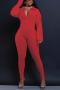 sexy plus size slight stretch 4 colors deep v-neck jumpsuit_Black_Red