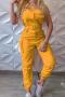 sexy plus size non-stretch 7 colors solid color sling jumpsuit_Black_Gray_Pink_Red_Yellow