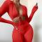 sexy slight stretch 5 colors solid color drawstring lace-up jumpsuit_Black_White_Red