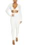 sexy slight stretch 5 colors solid color drawstring lace-up jumpsuit_Black_White