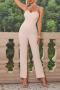 sexy slight stretch solid color slim zip-up strapless jumpsuit_Black_Pink_Red_Dark Blue_Beige