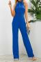 casual plus size non-stretch solid color lace-up jumpsuit_Black_Red_Green_Blue