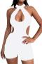 sexy slight stretch sleeveless pure color hollow playsuit_Black_White