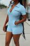 casual plus size slight stretch solid color slim cargo playsuit_Black_White_Red_Sky Blue