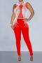 sexy plus size slight stretch mesh see-through rhinestone slim jumpsuit_Black_Red