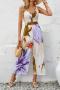 new sexy slight stretch fixed printing hollow slim suspender jumpsuit_Orange_Blue_Purple