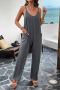 pure color slight stretch pocket loose sling casual simple jumpsuit_Black_Dark Gray