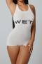 sexy slight stretch 5 colors letter printing crew neck sleeveless playsuit_Black_White