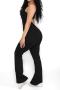 sexy slight stretch solid color 4 colors backless hollow playsuit_Black