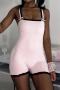 sexy slight stretch lace patchwork backless sling skinny playsuit_Black_Pink