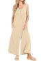 new casual plus-size slight stretch 6-color pocket sleeveless jumpsuit_Black_Gray_Aqua Green_Blue_Dark Blue_Beige