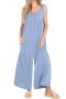 new casual plus-size slight stretch 6-color pocket sleeveless jumpsuit_Black_Gray_Aqua Green_Blue
