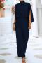 solid color slight stretch back laced hollow simple loose jumpsuit_Black_Green_Dark Blue