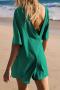 sexy slight stretch simple solid color loose backless playsuit_Black_White_Pink_Green