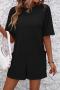 sexy slight stretch simple solid color loose backless playsuit_Black