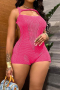 sexy plus size non-stretch ribbed knit 4 colors hollow sling playsuit_Black_Magenta