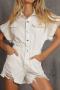 casual slight stretch denim 4 colors lapel hole decor playsuit_Black_White