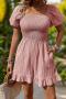 casual slight stretch 5 colors solid color square neck playsuit_Black_Pink