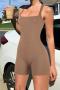 new sexy plus-size slight stretch solid color low-cut slim playsuit_Black_Gray_Sea Blue_Khaki