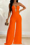 sexy plus size slight stretch 5 colors tube design zip-up jumpsuit_Black_Red_Magenta_Yellow_Orange