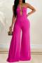 sexy plus size slight stretch 5 colors tube design zip-up jumpsuit_Black_Red_Magenta