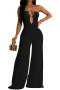 sexy plus size slight stretch 5 colors tube design zip-up jumpsuit_Black